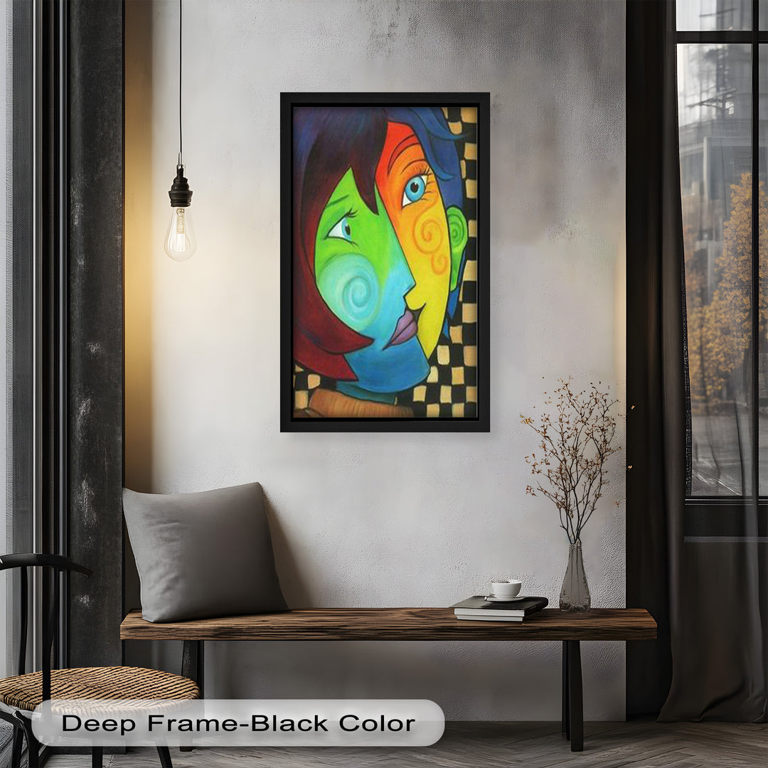Colorful Duality – Surreal Portrait Fusion in Picasso Oil Painting