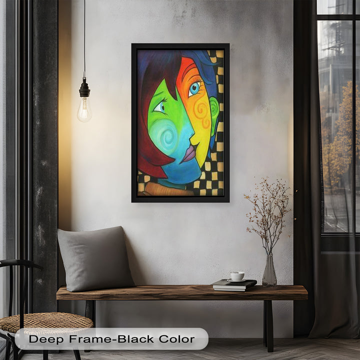 Colorful Duality – Surreal Portrait Fusion in Picasso Oil Painting