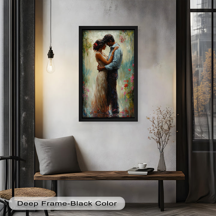 Romantic Couple Surrounded by Blooms - Love Oil Painting