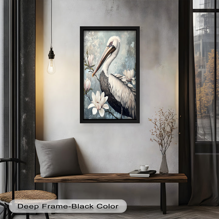 White Pelican Among Magnolia Blossoms - Animal Oil Painting