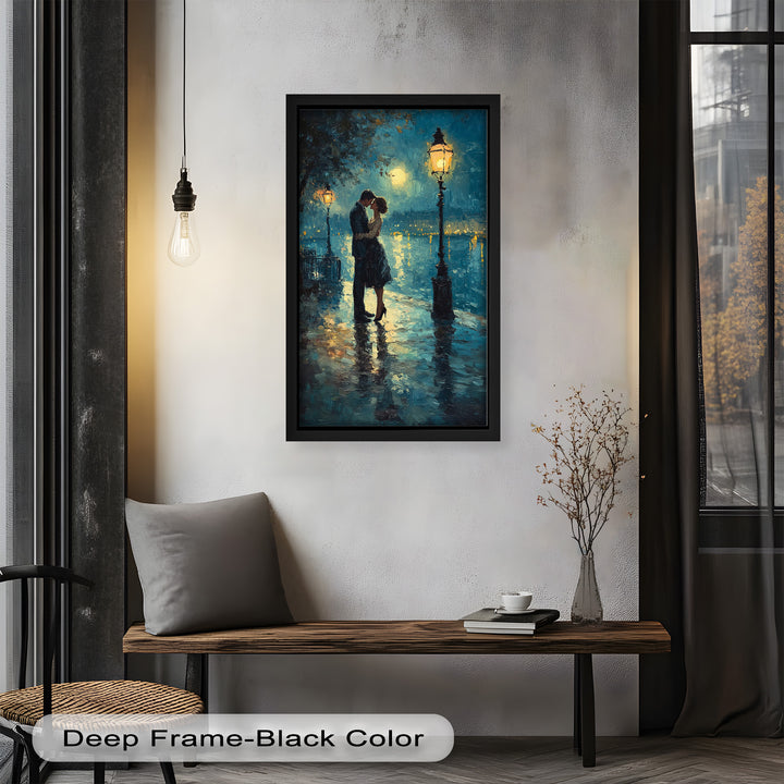 Romantic Couple Under Moonlight - Love Oil Painting
