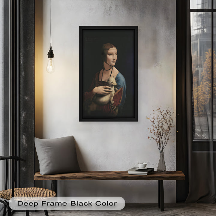 Dame mit Hermelin – Renaissance Portrait Historisches Ölgemälde