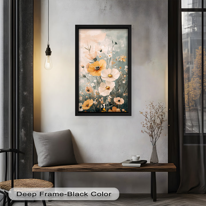 Golden Meadow Bloom - Boho Oil Painting