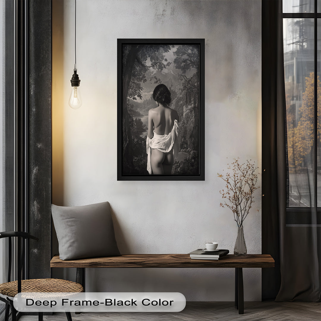 Silent Reverie – Classical Nude in Monochrome Oil Painting