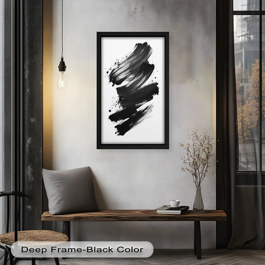 The introspective mood of this monochrome expressionist abstract oil painting artwork draws you in with its bold brushstrokes and contrasting black and white hues.