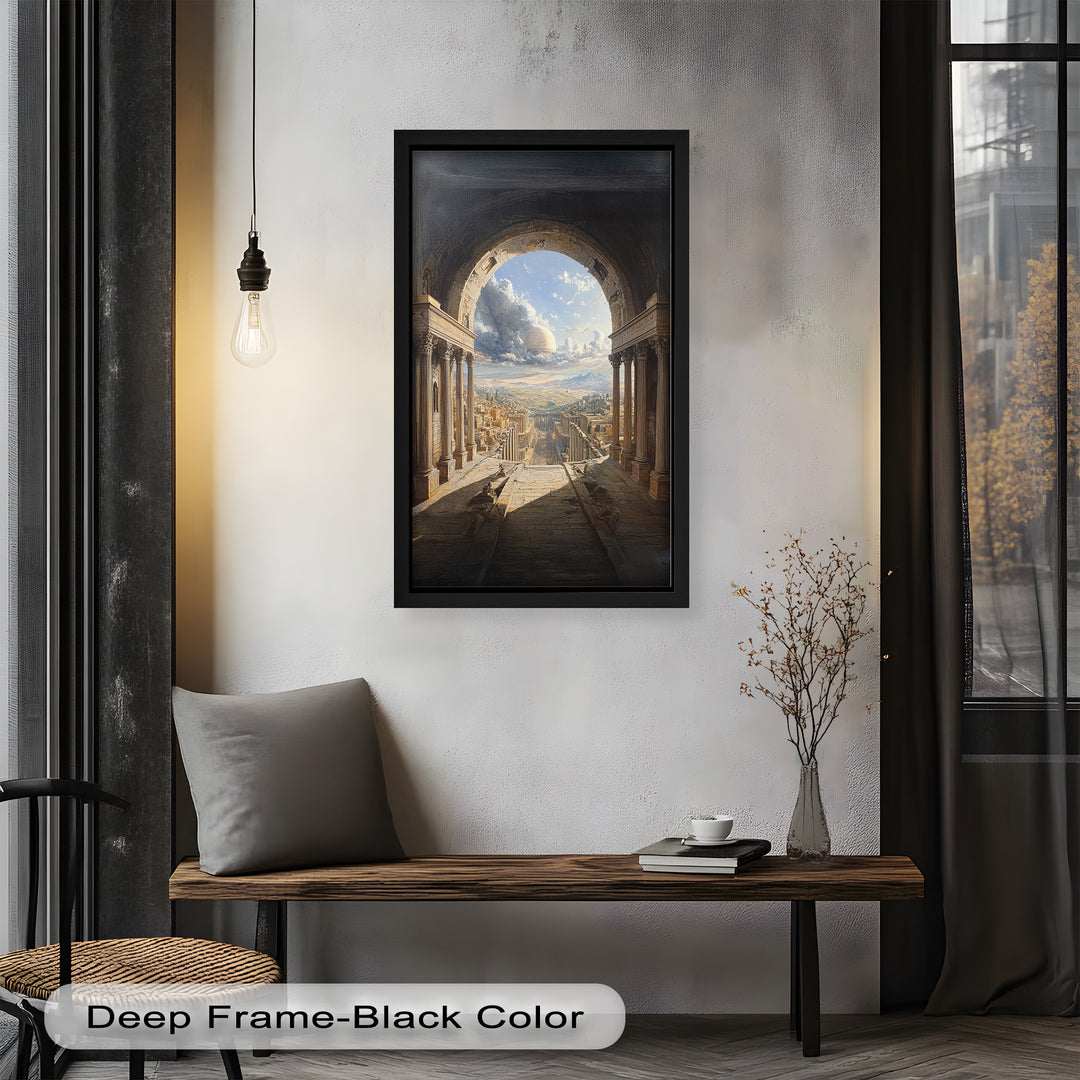 Celestial Archway over an Ancient Metropolis – Renaissance Oil Painting