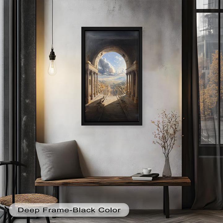 Celestial Archway over an Ancient Metropolis – Renaissance Oil Painting