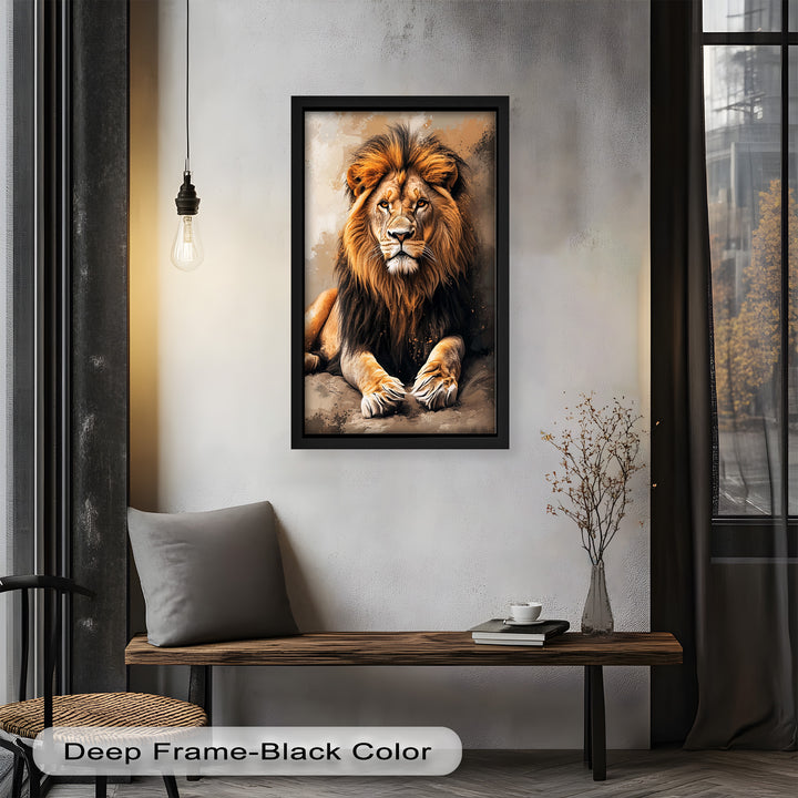Lion Portrait in Warm Tones - Animal Oil Painting