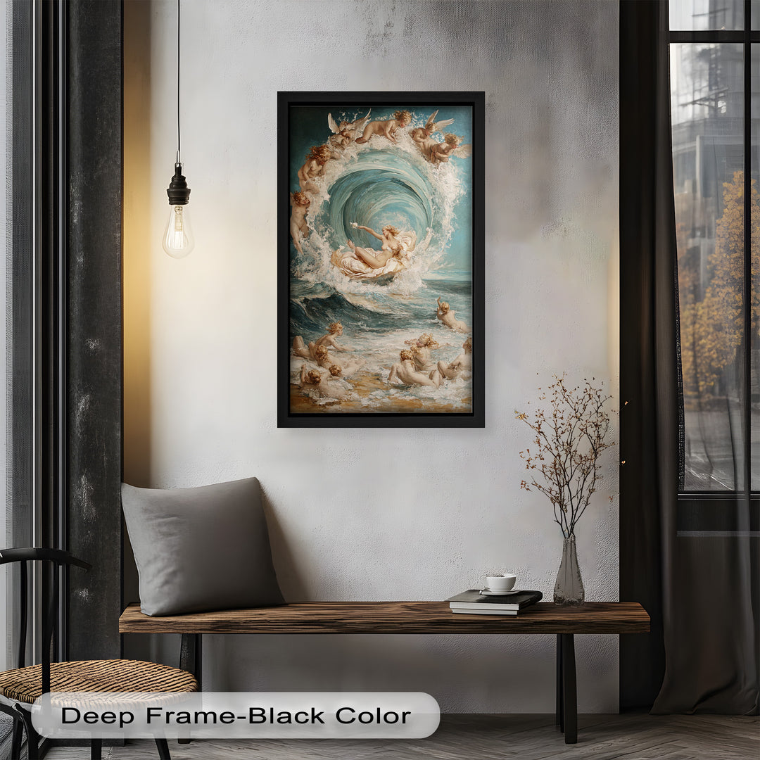 Birth of the Wave – Mythological Goddess and Cherubs Oil Painting
