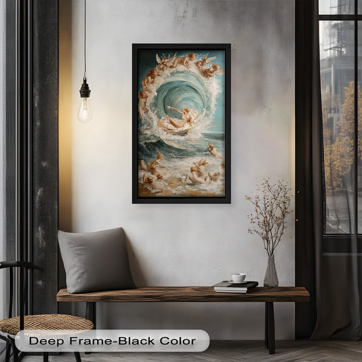 Birth of the Wave – Mythological Goddess and Cherubs Oil Painting