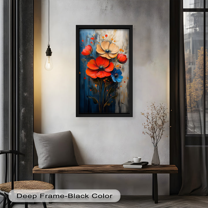 Colorburst Petals – Bold Poppy Bouquet Flower Oil Painting