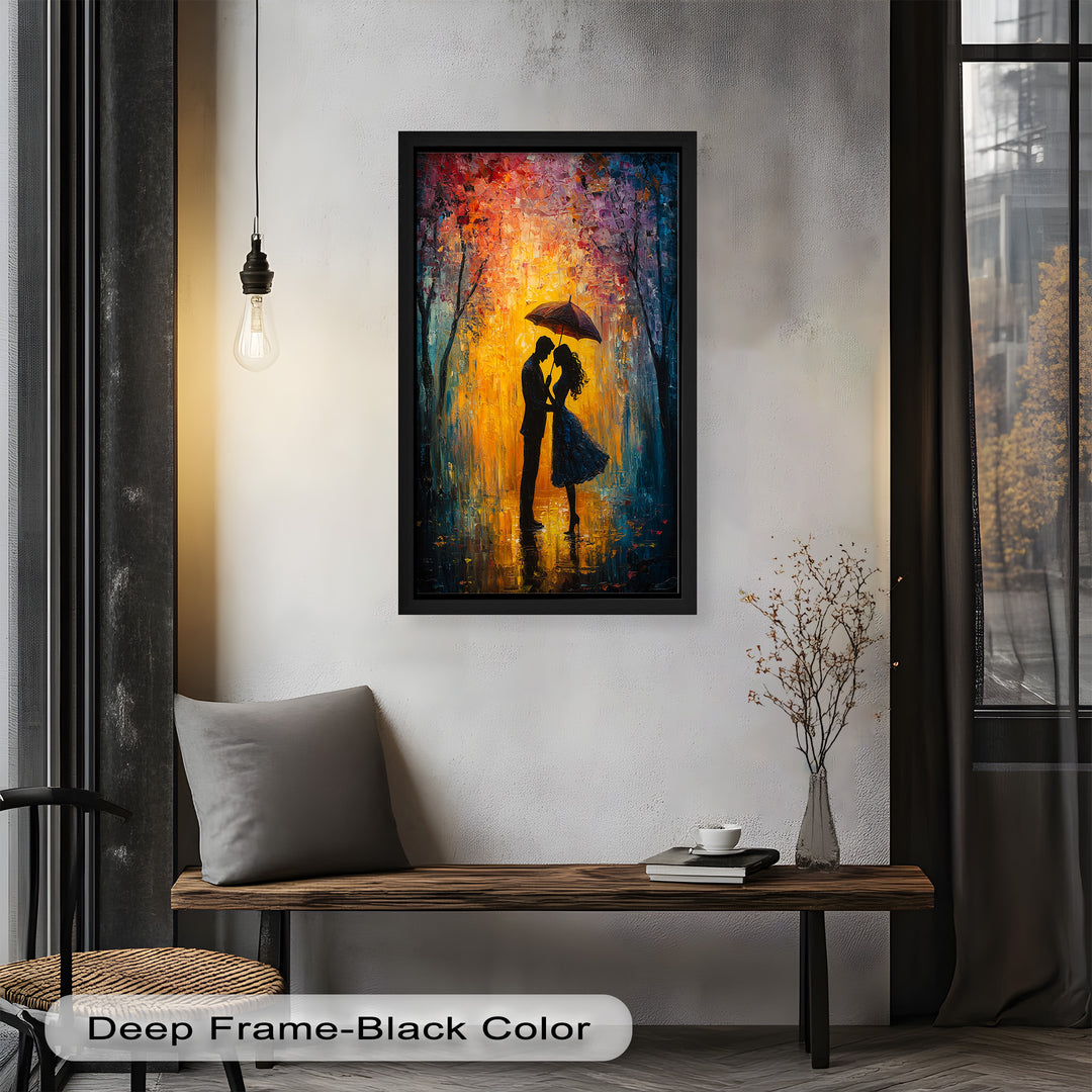 Lovers Under Autumn Glow – Romantic Couple Oil Painting