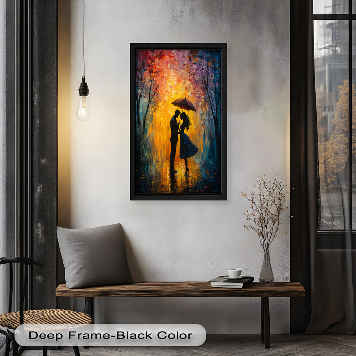 Lovers Under Autumn Glow – Romantic Couple Oil Painting