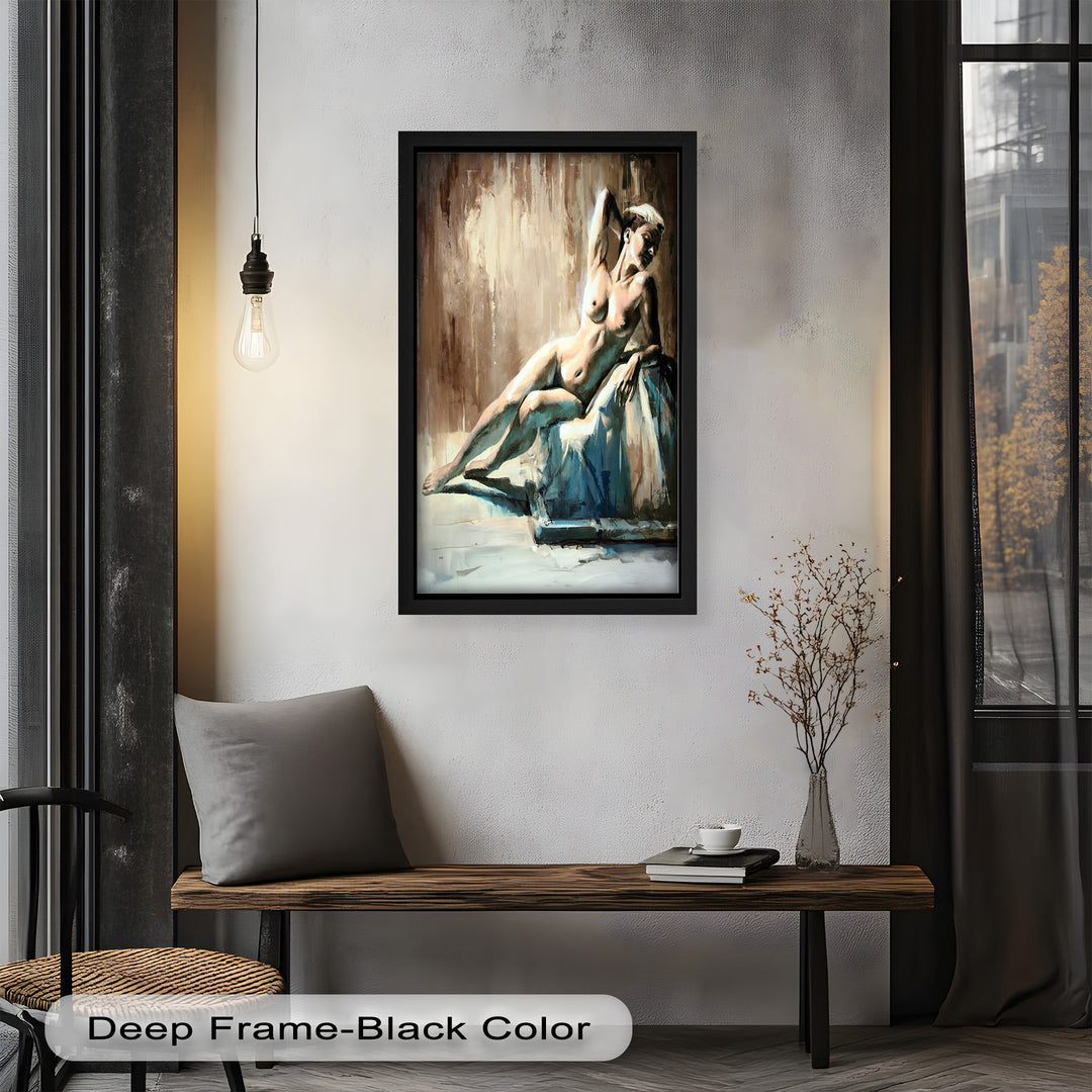 Echoes of Light – Modern Reclining Nude Oil Painting