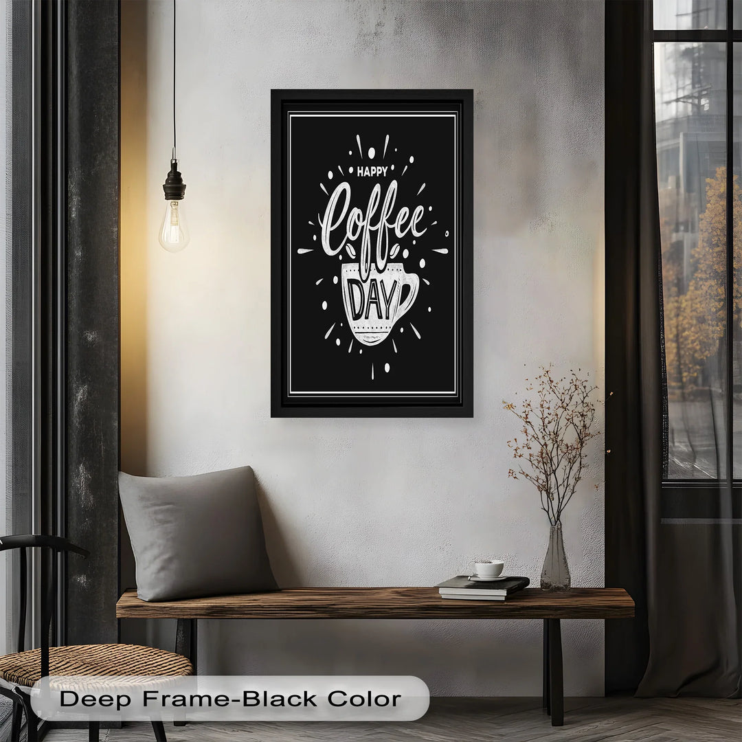 Happy Coffee Day – Fun Typography Oil Painting - MyPhotoStation