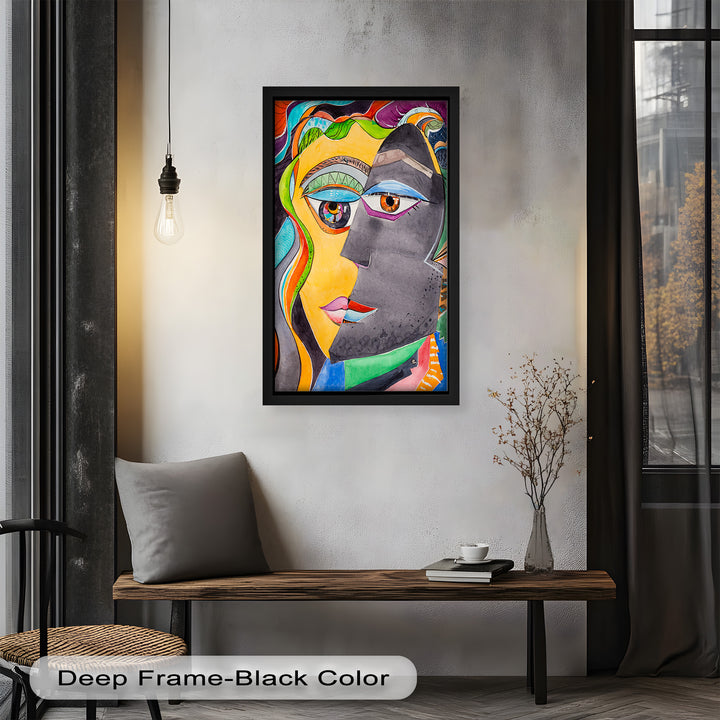 Dual Visions – Vibrant Abstract Faces Picasso Oil Painting