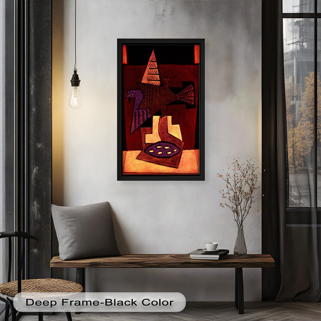 Geometric Bird Abstract Wall Art – Modern Cubist Oil Painting