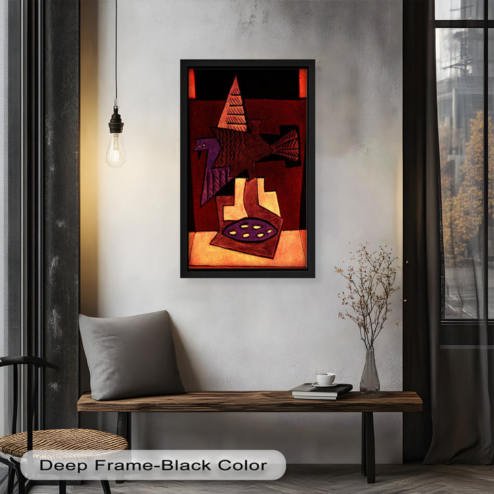 Geometric Bird Abstract Wall Art – Modern Cubist Oil Painting