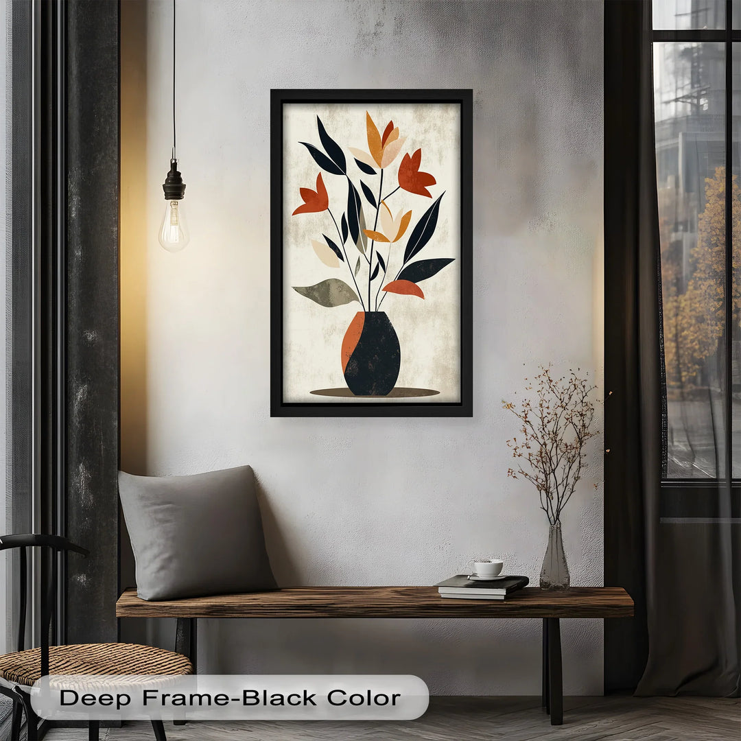 Earthy Boho Floral – Modern Abstract Vase Oil Painting - MyPhotoStation