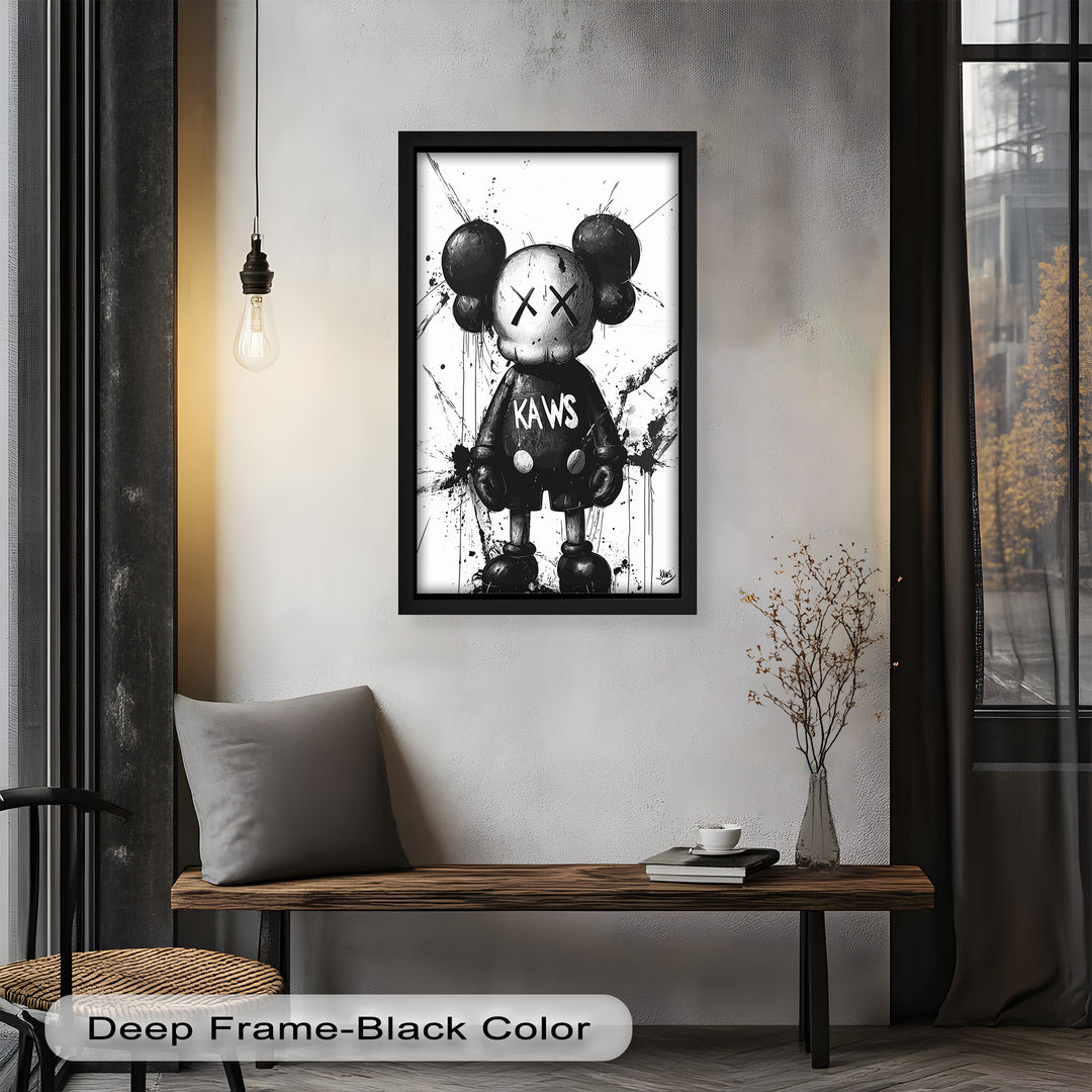 Black & White Figure – KAWS Graffiti Oil Painting