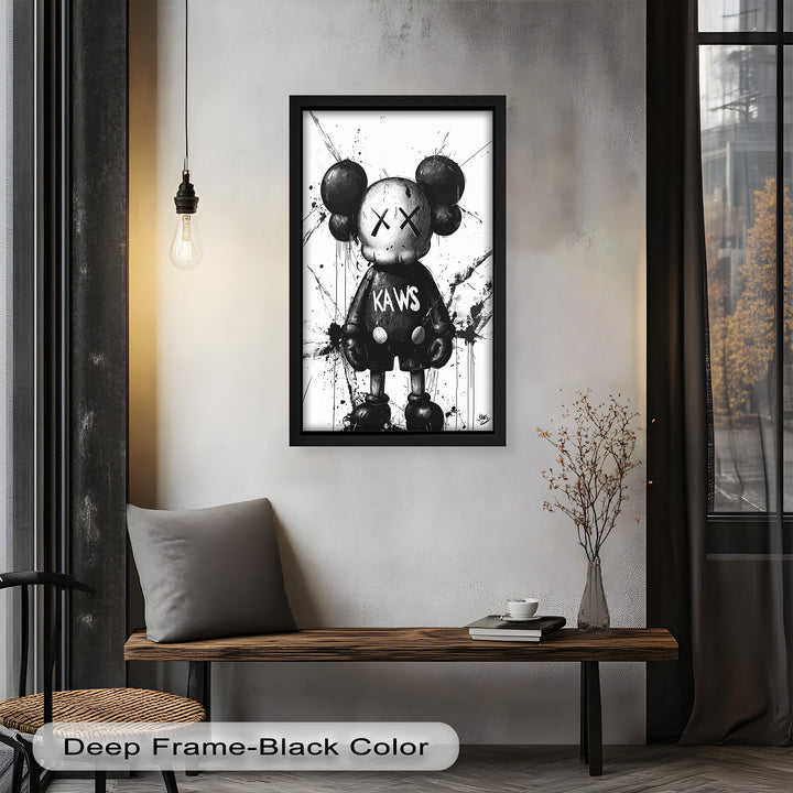 Black & White Figure – KAWS Graffiti Oil Painting