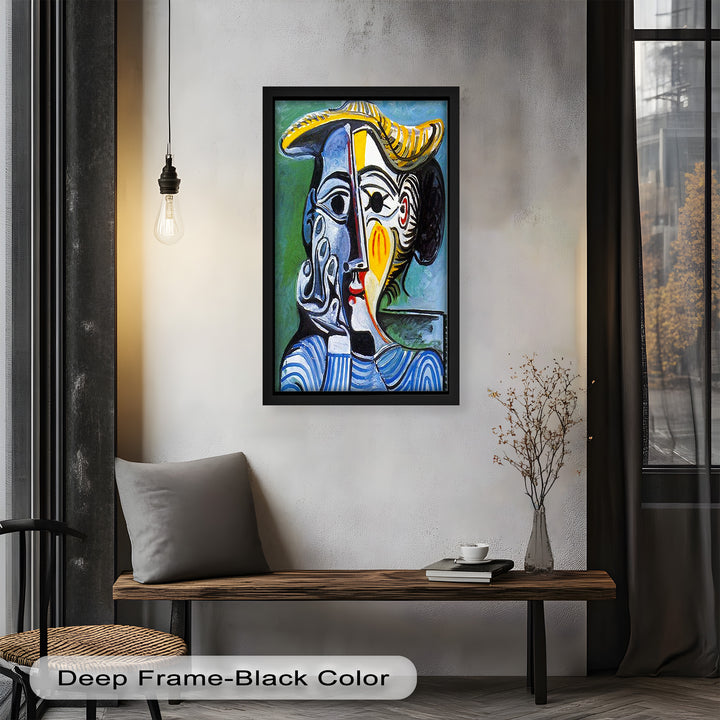 Striped Elegance – Picasso Cubist Portrait Oil Painting