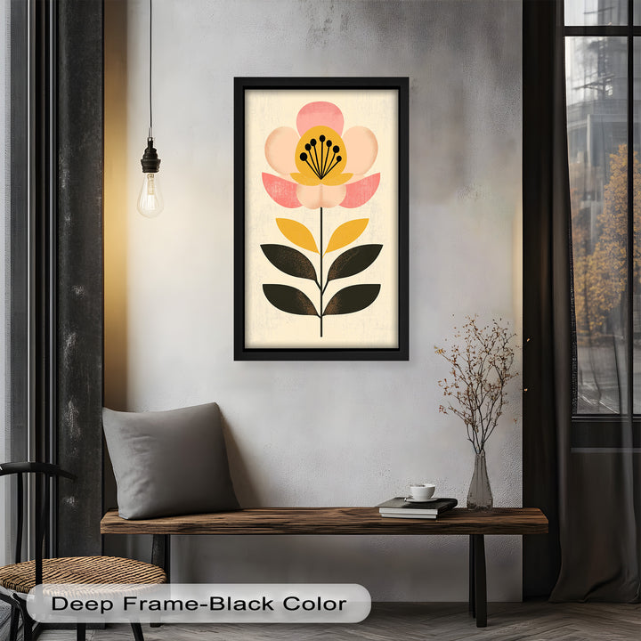 Mid-Century Bloom – Retro Floral Minimalist Wall Art Oil Painting