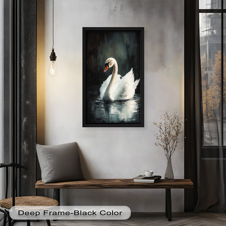 Solitary Grace – White Swan Oil Painting