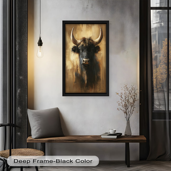 Bull in Amber Tones - Animal Oil Painting