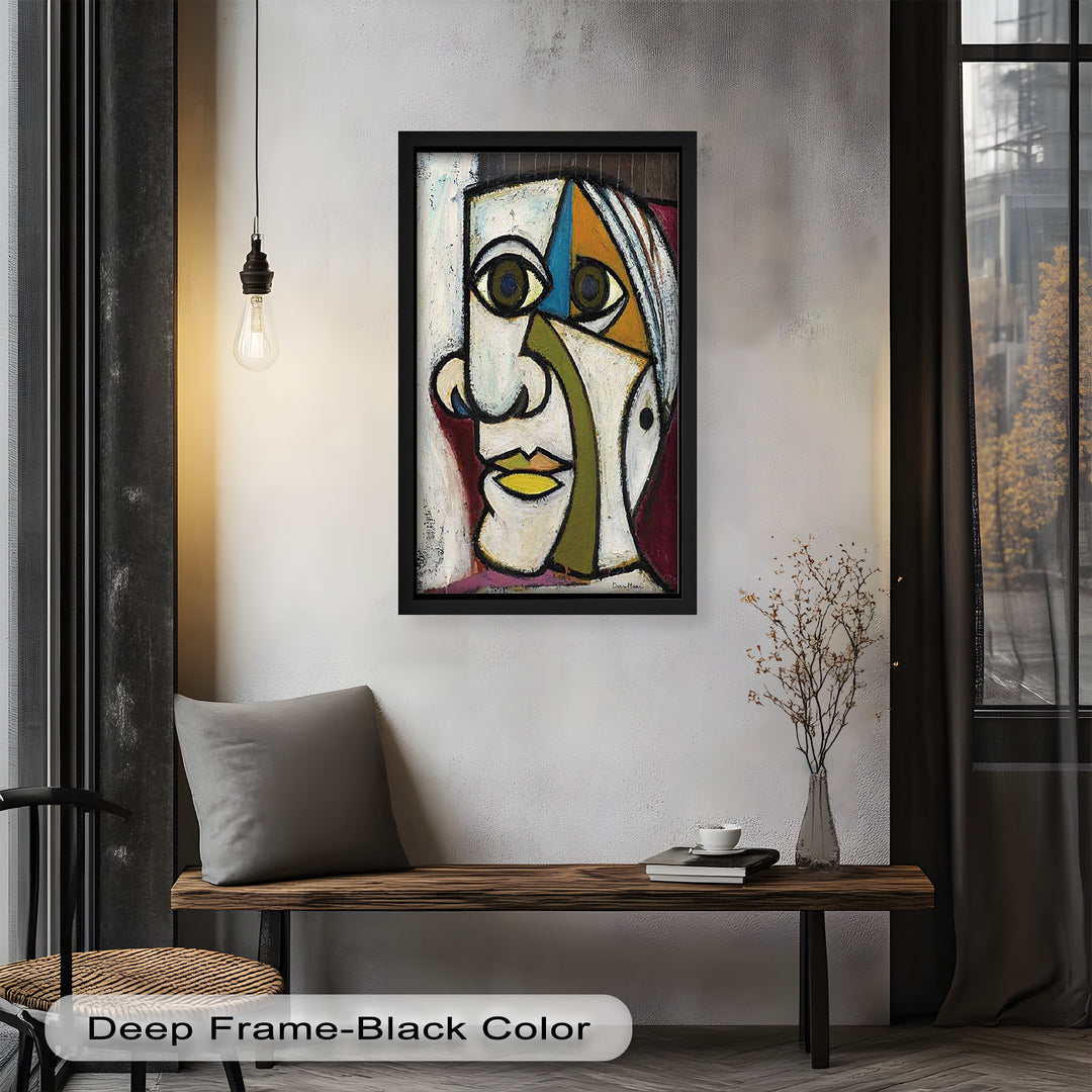 Bold Gaze – Geometric Abstract Portrait Picasso Oil Painting