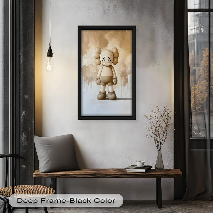 Monochrome Companion – Minimalistisches KAWS-Ölgemälde