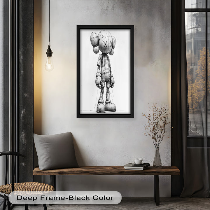 Timber Companion – Monochrome KAWS Oil Painting