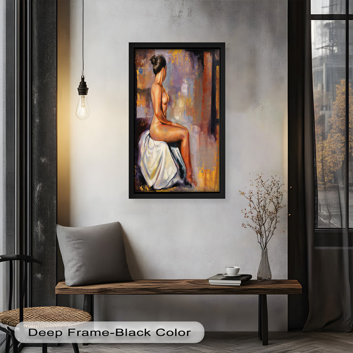 Poised in Silence – Figurative Nude Abstract Oil Painting
