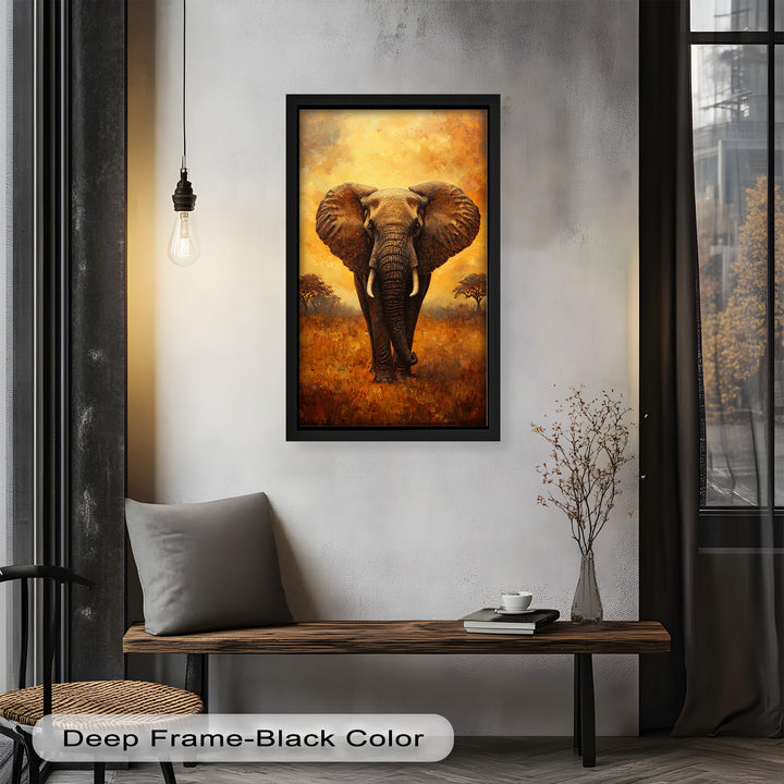 Majestic Elephant at Sunset – Wildlife Oil Painting