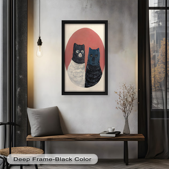 Masked Companions – Contemporary Cat Oil Painting