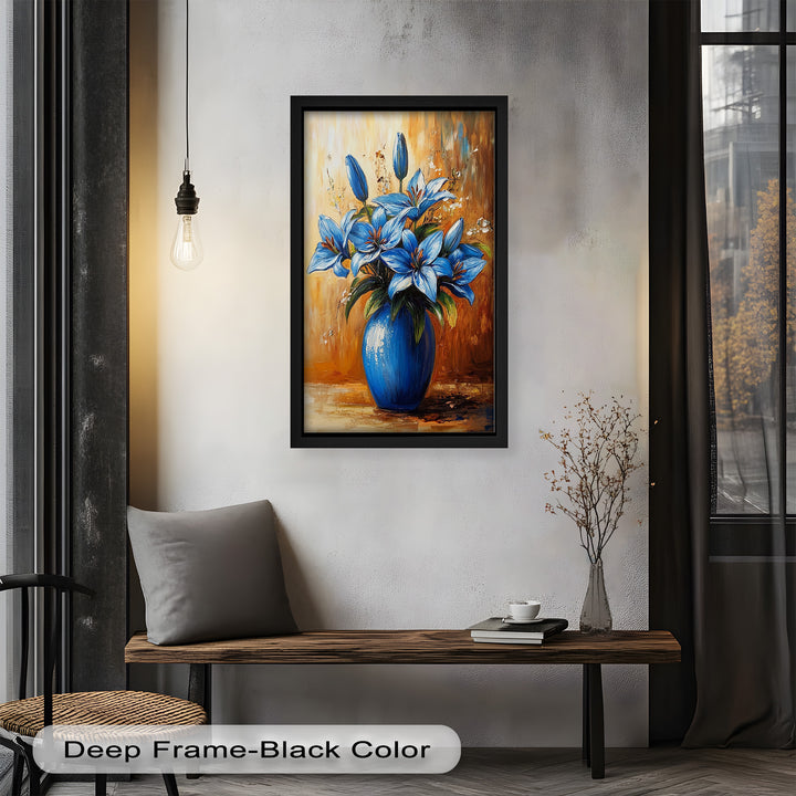 Azure Blossoms in a Blue Vase – Flower Oil Painting
