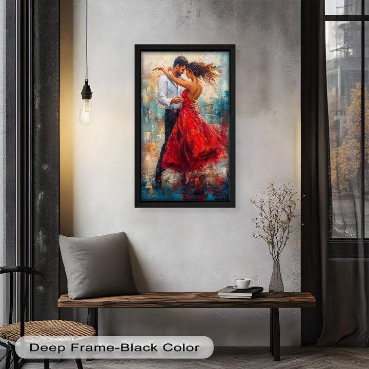 Flamenco Fire – Romantic Couple in Red Dress Oil Painting