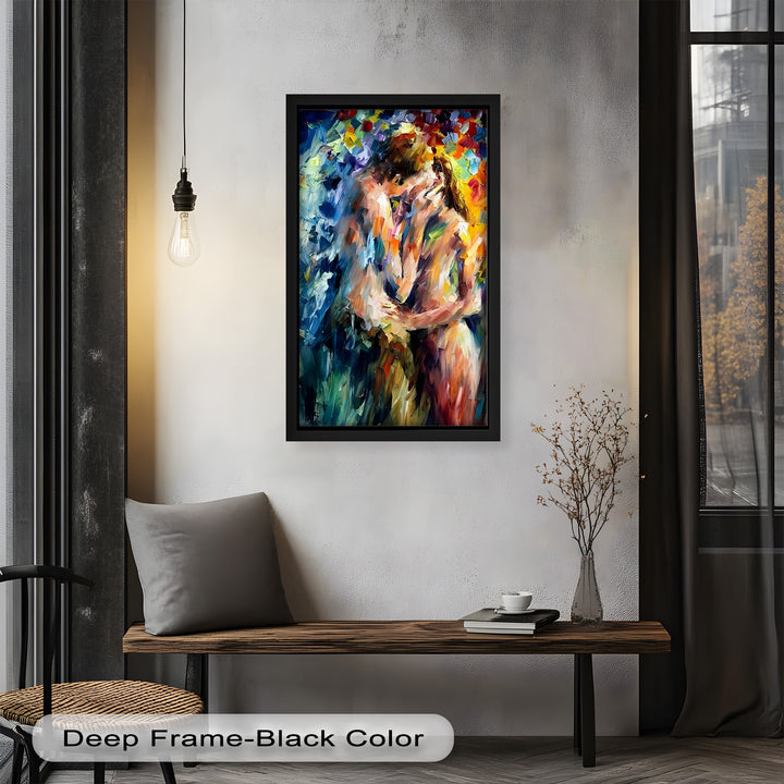 Ethereal Embrace – Abstract Lovers in a Burst of Color Oil Painting