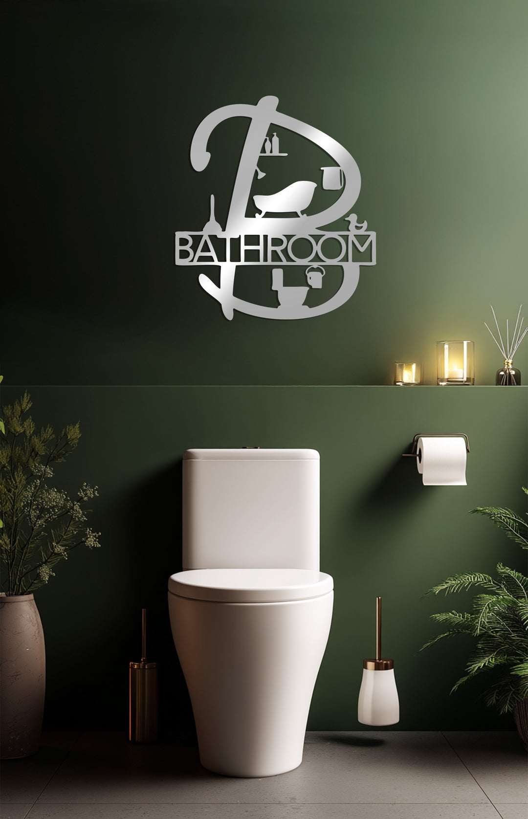 Elegant Letter B – Bathroom Metal Wall Art Sign