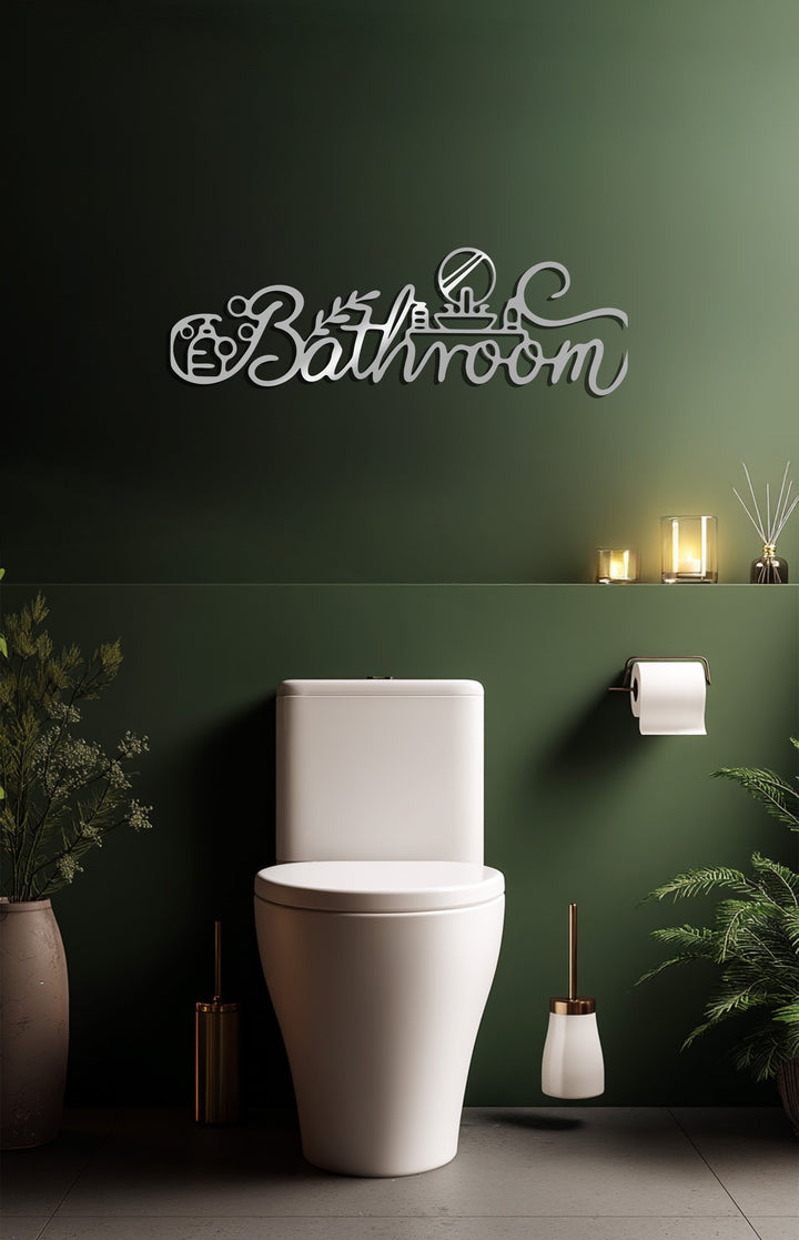 Elegant black metal bathroom sign wall decoration