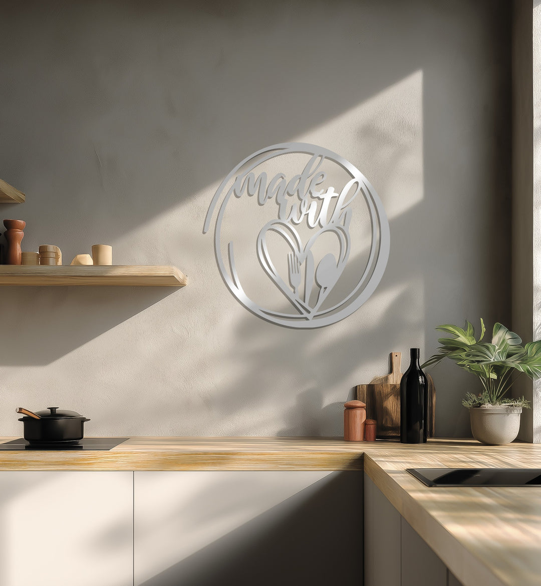 Made With Love – Heart & Cutlery Kitchen Metal Wall Art