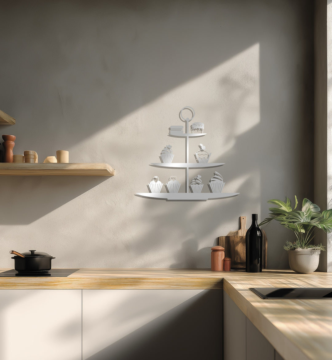 Cupcake Stand Silhouette – Sweet Kitchen Metal Wall Art