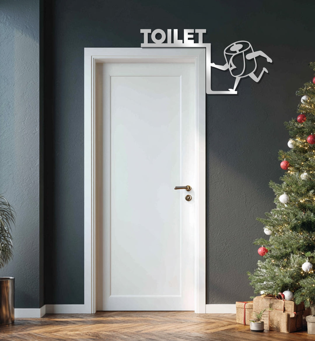 سجادة حمام - ديكور معدني مرح لباب الحمام