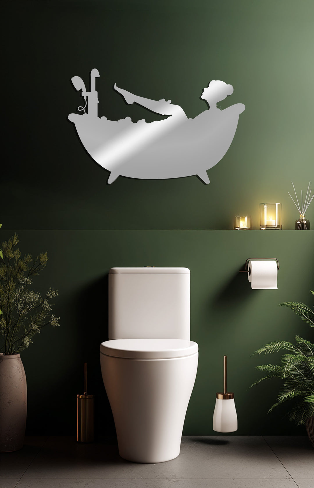Relaxing Bathtub Silhouette – Modern Bathroom Metal Wall Art