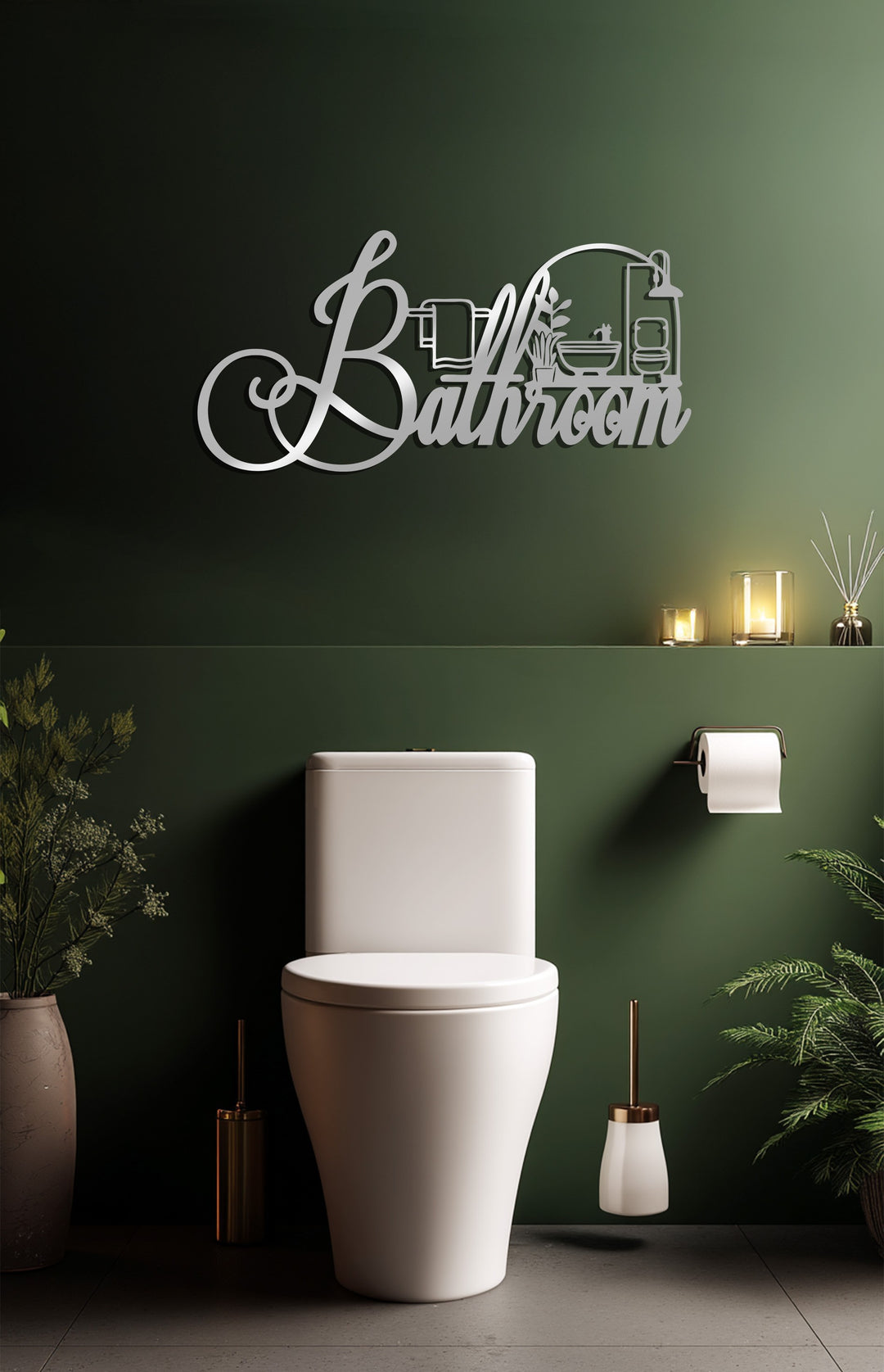 Modern black metal wall sign for bathroom