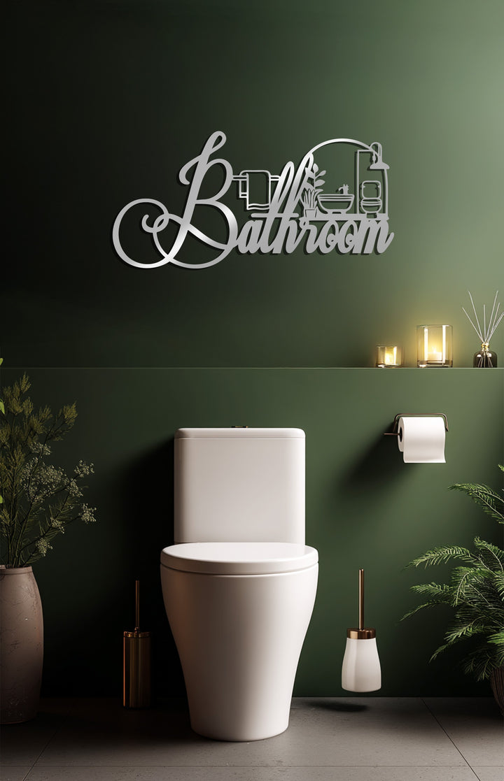Modern black metal wall sign for bathroom