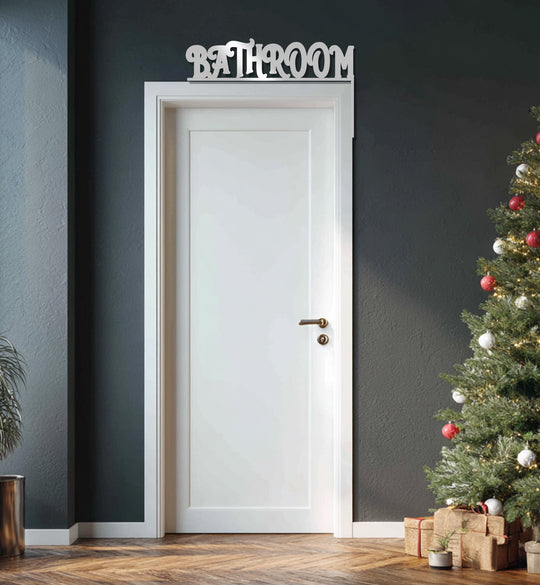 Laser-cut details and shadow create a realistic effect on this decorative metal art bathroom door sign that indicates the room's function with classic style.