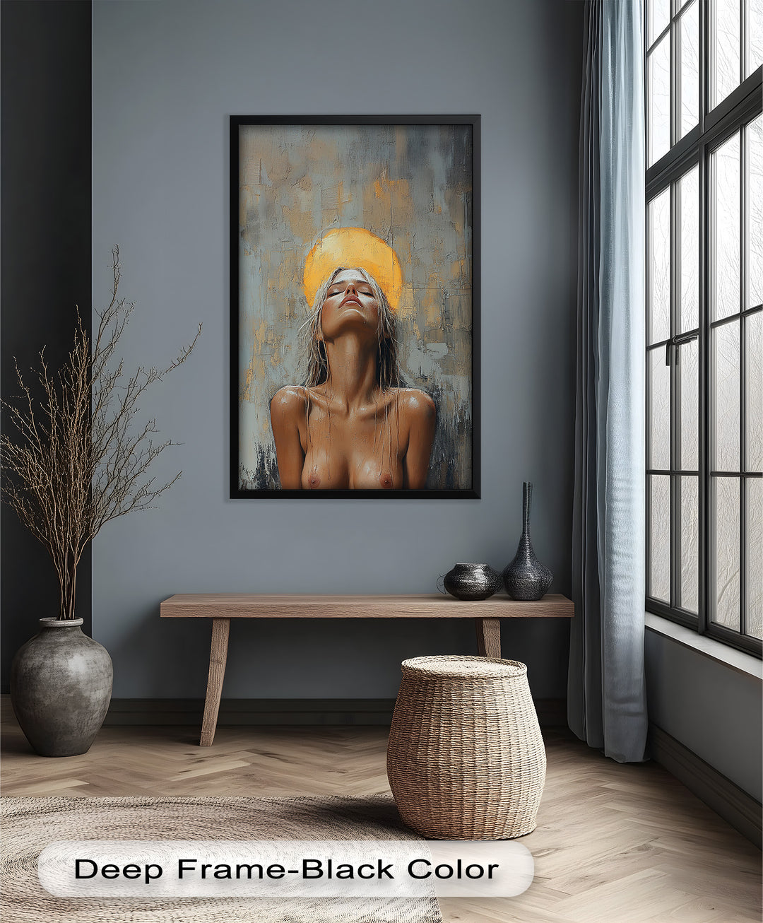 Haloed Grace – Ethereal Nude Portrait Oil Painting