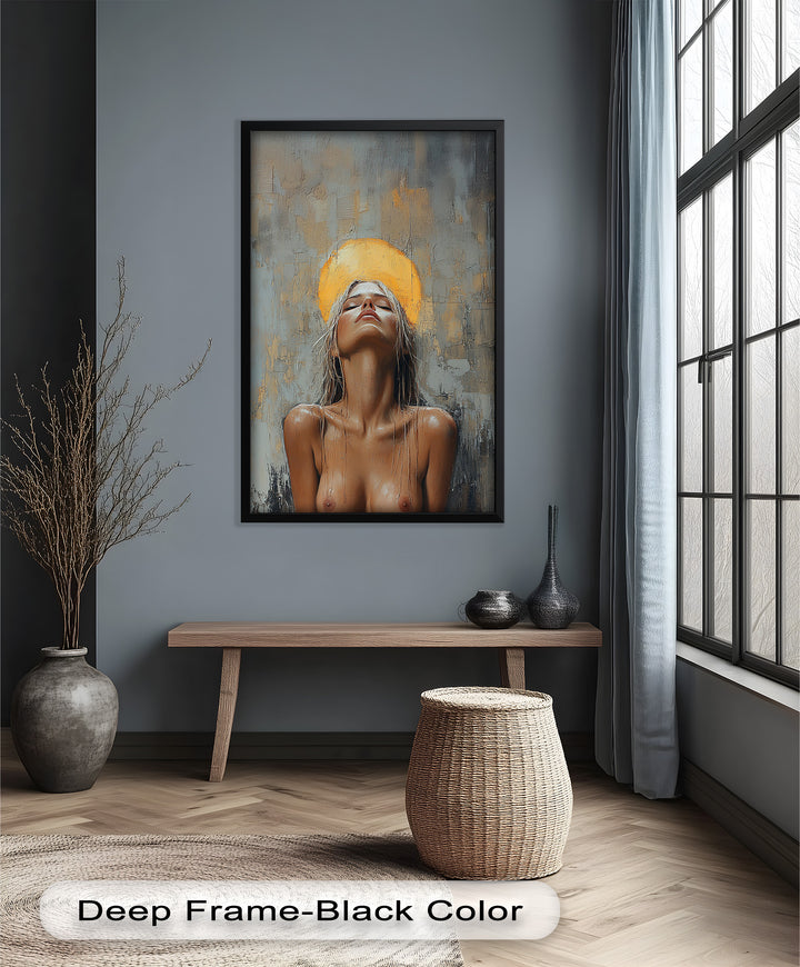 Haloed Grace – Ethereal Nude Portrait Oil Painting