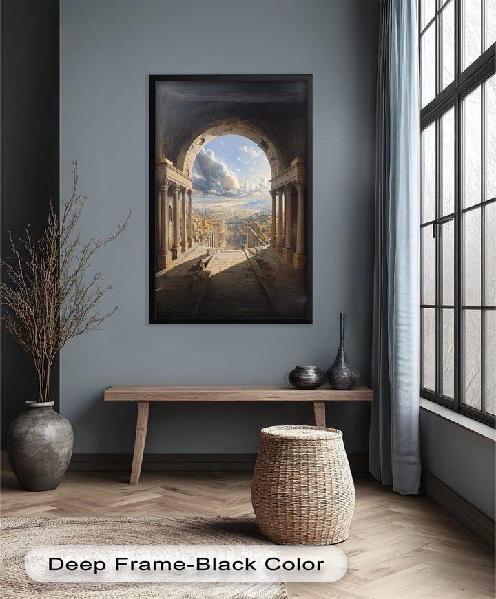 Celestial Archway over an Ancient Metropolis – Renaissance Oil Painting